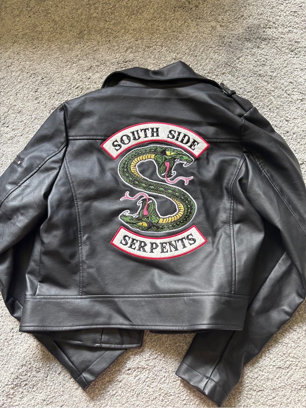 Riverdale Black pleather Jacket with South Side Serpents Patch